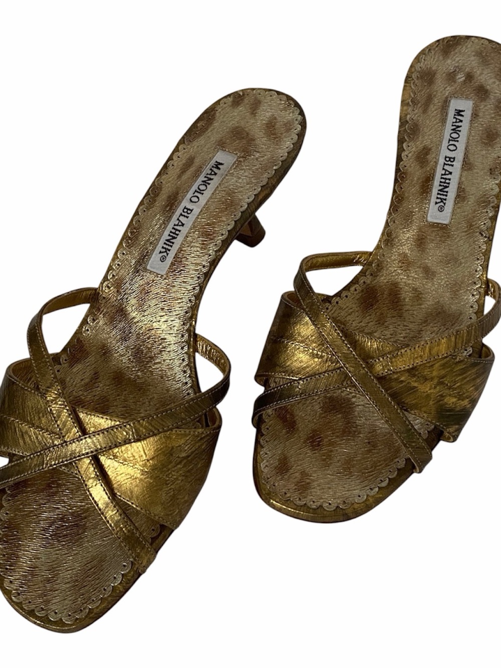 Vintage Manolo Blahnik Metallic Kitten Heels Size 41 1/2
